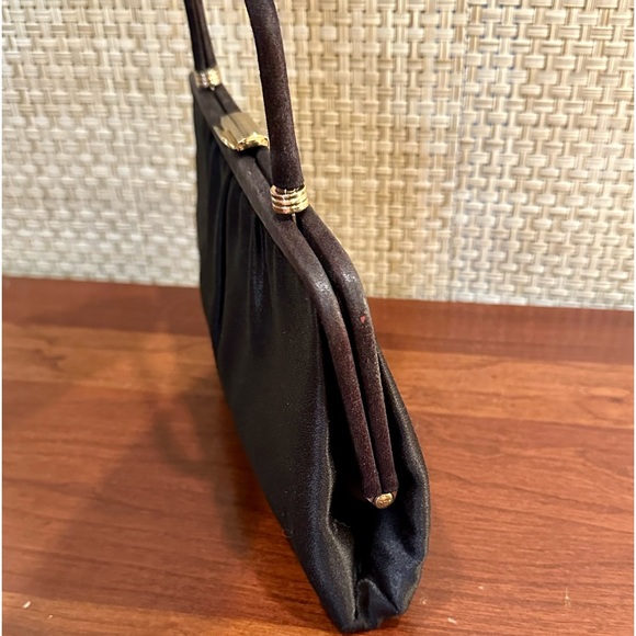 VTG 1960s Black Satin Top Handle Evening Bag by Ande' - Picture 10 of 13